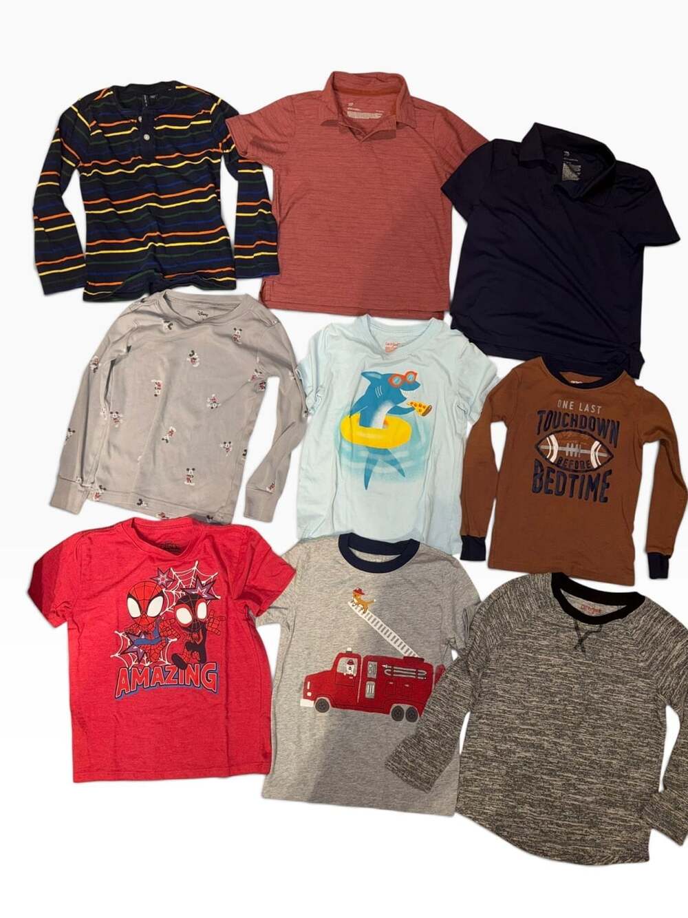 Toddler Boys Assorted Short and Long Sleeve Graphic T-Shirts and Polos Lot